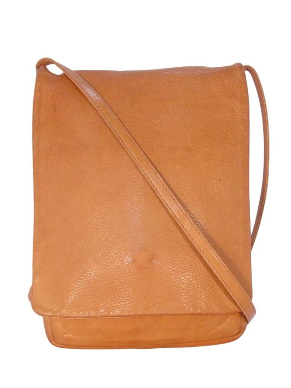 JULIA DUREN $150 Vintage Tan Leather Crossbody Bag - Made in USA